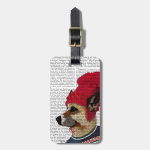 Dog in Ski Sweater 2 Bagagelabel