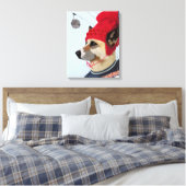 Dog in Ski Sweater Canvas Afdruk (Insitu (Slaapkamer))