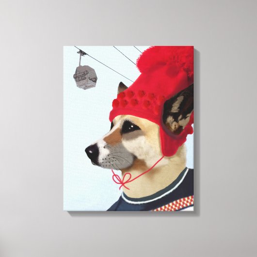 Dog in Ski Sweater Canvas Afdruk (Voorkant)