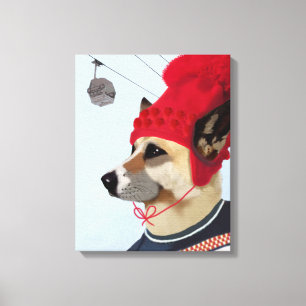 Dog in Ski Sweater Canvas Afdruk