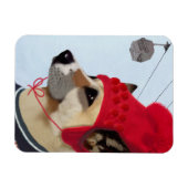 Dog in Ski Sweater Magneet (Horizontaal)