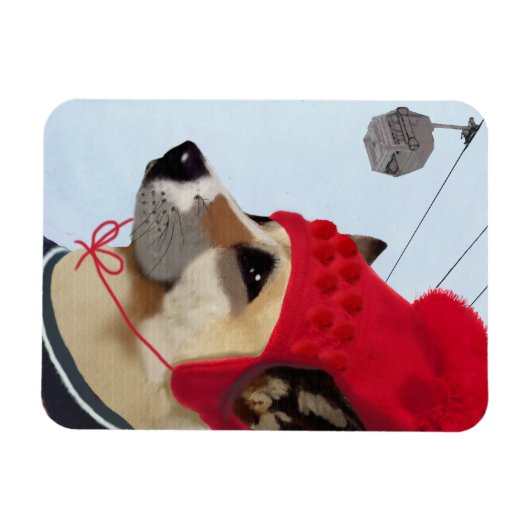 Dog in Ski Sweater Magneet (Horizontaal)