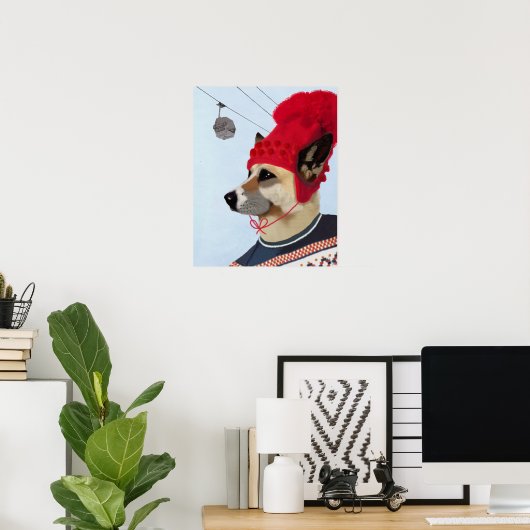 Dog in Ski Sweater Poster (Thuiskantoor)