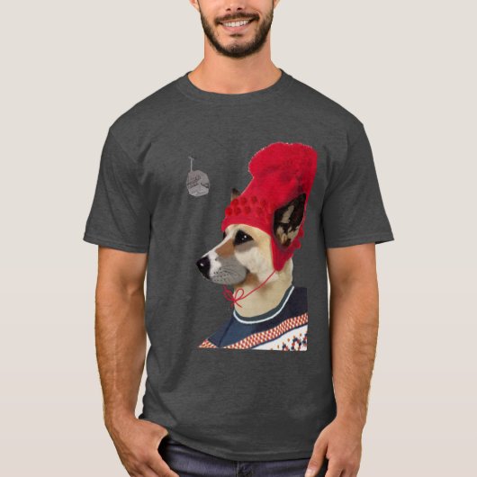 Dog in Ski Sweater T-shirt (Voorkant)