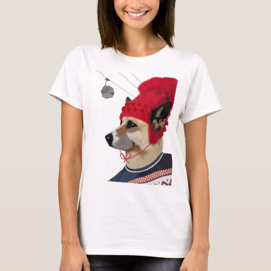 Dog in Ski Sweater T-shirt (Voorkant)
