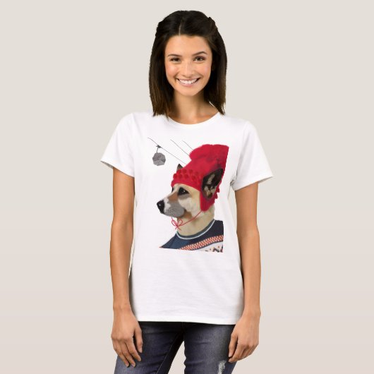 Dog in Ski Sweater T-shirt (Voorkant volledig)