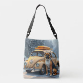 Dog in Snow Bread toast on the Roof Crossbody Tas (Achterkant)
