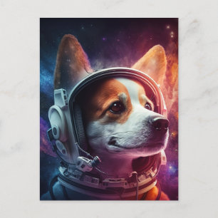 Dog in Space Astronaut Suit Briefkaart