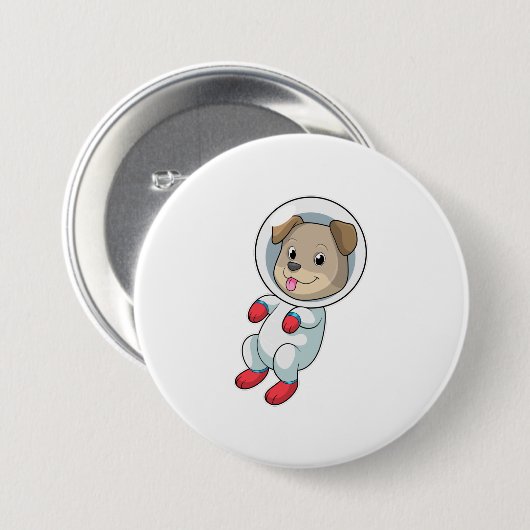 Dog in Space in Suit Ronde Button 7,6 Cm (Voorkant /achterkant)