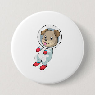 Dog in Space in Suit Ronde Button 7,6 Cm