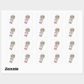 Dog in Space in Suit Vierkante Sticker (Vel)