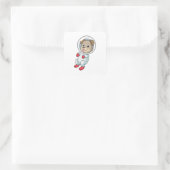 Dog in Space in Suit Vierkante Sticker (Tas)