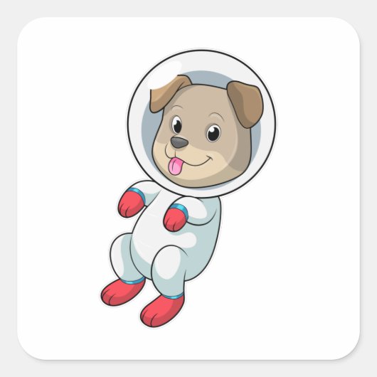 Dog in Space in Suit Vierkante Sticker (Voorkant)