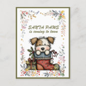 Dog In Stocking Santa PAWS is Coming to Town Feestdagenkaart (Voorkant)