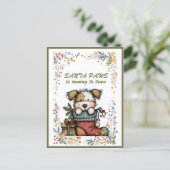 Dog In Stocking Santa PAWS is Coming to Town Feestdagenkaart (Staand voorkant)