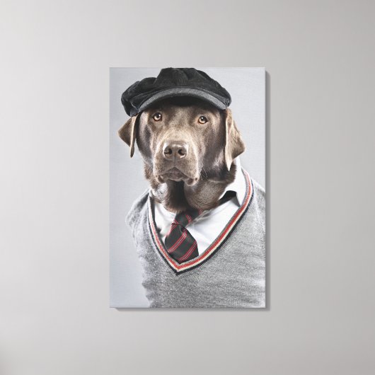 Dog in sweater en pet canvas afdruk (Voorkant)