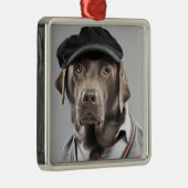 Dog in sweater en pet metalen ornament (Rechts)