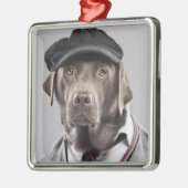 Dog in sweater en pet metalen ornament (Links)