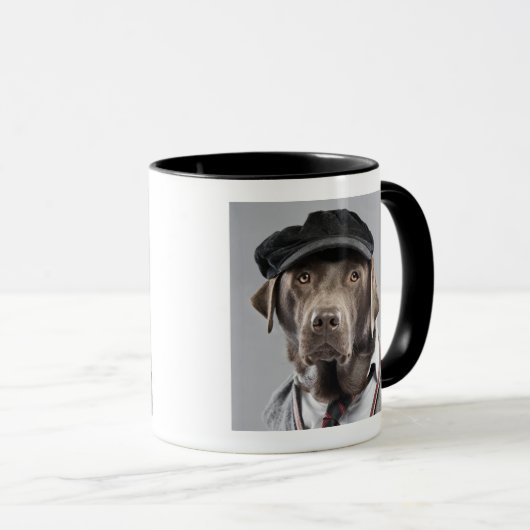 Dog in sweater en pet mok (Voorkant rechts)