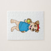 Dog in Tennis met Tennis ball Legpuzzel (Horizontaal)
