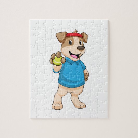 Dog in Tennis met Tennis ball Legpuzzel (Verticaal)