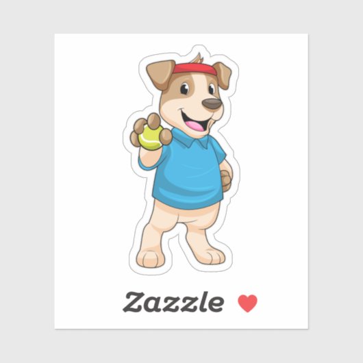 Dog in Tennis met Tennis ball Sticker (Vel)