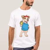 Dog in Tennis met Tennis ball T-shirt (Voorkant)