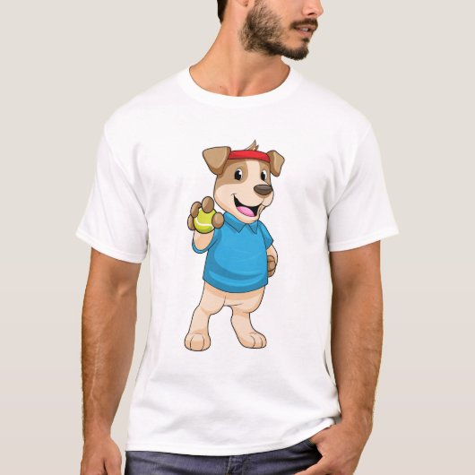 Dog in Tennis met Tennis ball T-shirt (Voorkant)