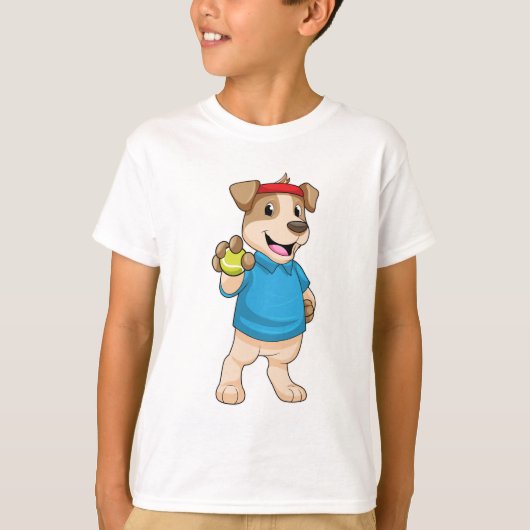 Dog in Tennis met Tennis ball T-shirt (Voorkant)