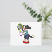 Dog in Tennis met Tennis racket Briefkaart (Staand voorkant)