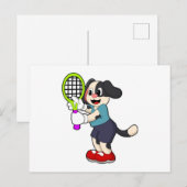 Dog in Tennis met Tennis racket Briefkaart (Voorkant / Achterkant)