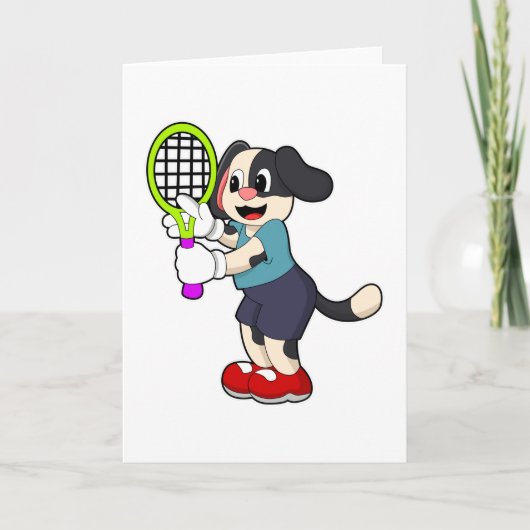 Dog in Tennis met Tennis racket Kaart (Voorkant)