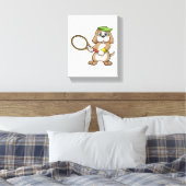 Dog in Tennis met Tennis racket & Pet Canvas Afdruk (Insitu (Slaapkamer))