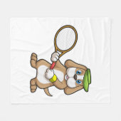 Dog in Tennis met Tennis racket & Pet Fleece Deken (Voorkant (Horizontaal))