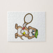 Dog in Tennis met Tennis racket & Pet Legpuzzel (Horizontaal)