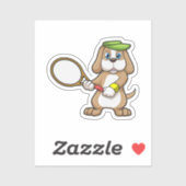 Dog in Tennis met Tennis racket & Pet Sticker (Vel)