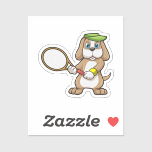 Dog in Tennis met Tennis racket & Pet Sticker