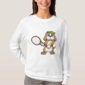 Dog in Tennis met Tennis racket & Pet T-shirt (Voorkant)