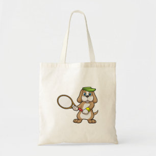 Dog in Tennis met Tennis racket & Pet Tote Bag