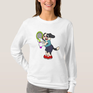 Dog in Tennis met Tennis racket T-shirt