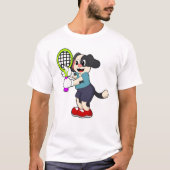 Dog in Tennis met Tennis racket T-shirt (Voorkant)