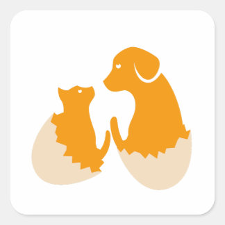 dog in the egg vierkante sticker