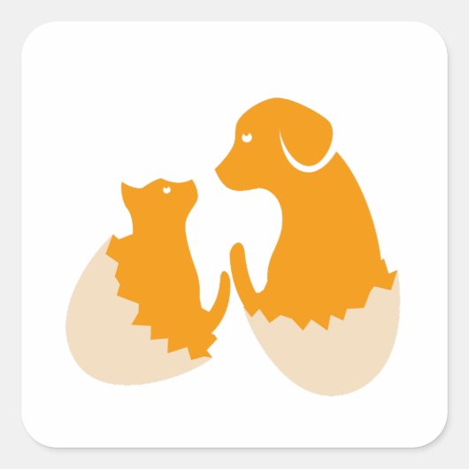 dog in the egg vierkante sticker (Voorkant)