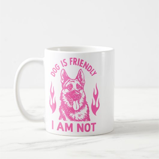 Dog Is Friendly I Am Not - German Shepherd Dog Fun Koffiemok (Links)