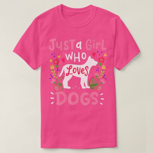 Dog is gewoon een meisje dat van Dogs Gift houdt v T-shirt (Design voorkant)