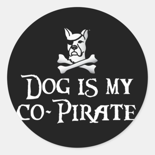 Dog is mijn Co-Pirate Ronde Sticker (Voorkant)