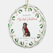 Dog is mijn eerste Kerstmis met de naam Bernese Keramisch Ornament (Links)