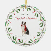 Dog is mijn eerste Kerstmis met Name Herding Keramisch Ornament (Voorkant)