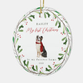 Dog is mijn eerste Kerstmis met Name Herding Keramisch Ornament (Links)