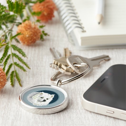 Dog Japans Spitz Sleutelhanger (Zijkant)